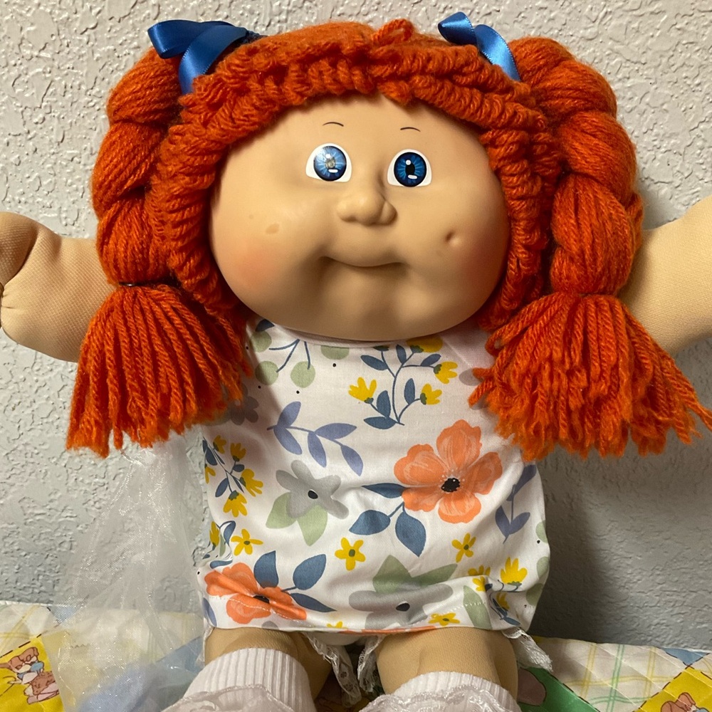Vintage Cabbage Patch Kid Girl Red Hair Blue Eyes OK Factory Head Mold #8 1985